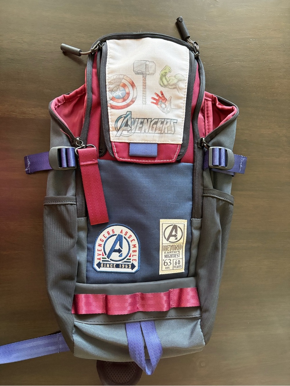 LIKE NEW Avengers Gray & Red Sling Backpack